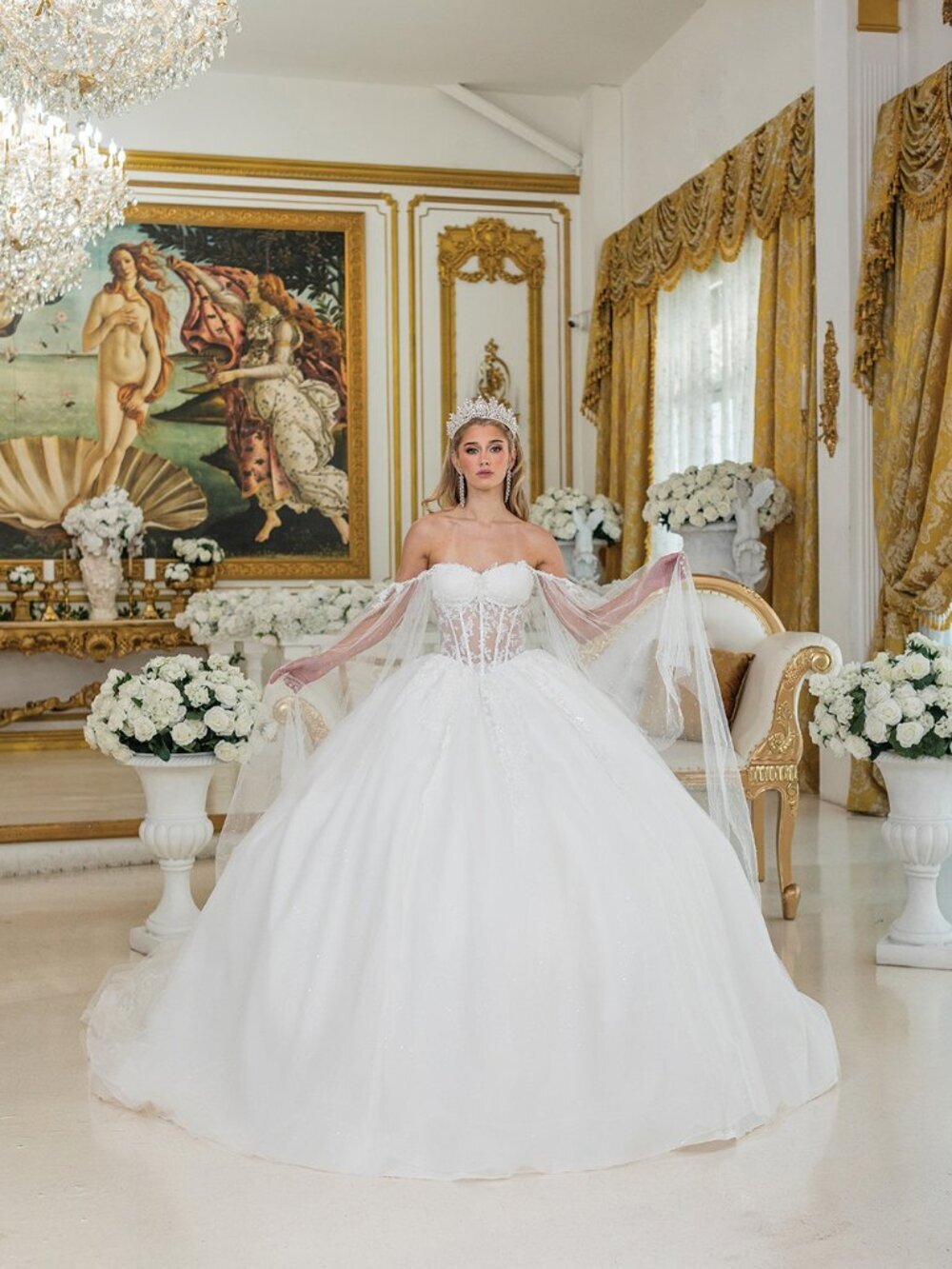 NEW OFF-WHITE Evening Gown Floor Length Formal Elegant Stunning 0294